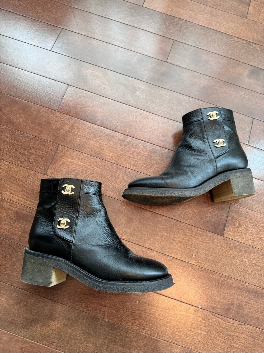 Chanel Black Leather Boots